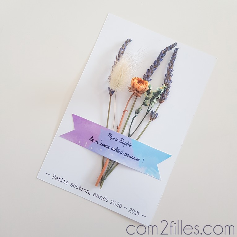 carte fleurs séchées - DIY - printable merci maitresse